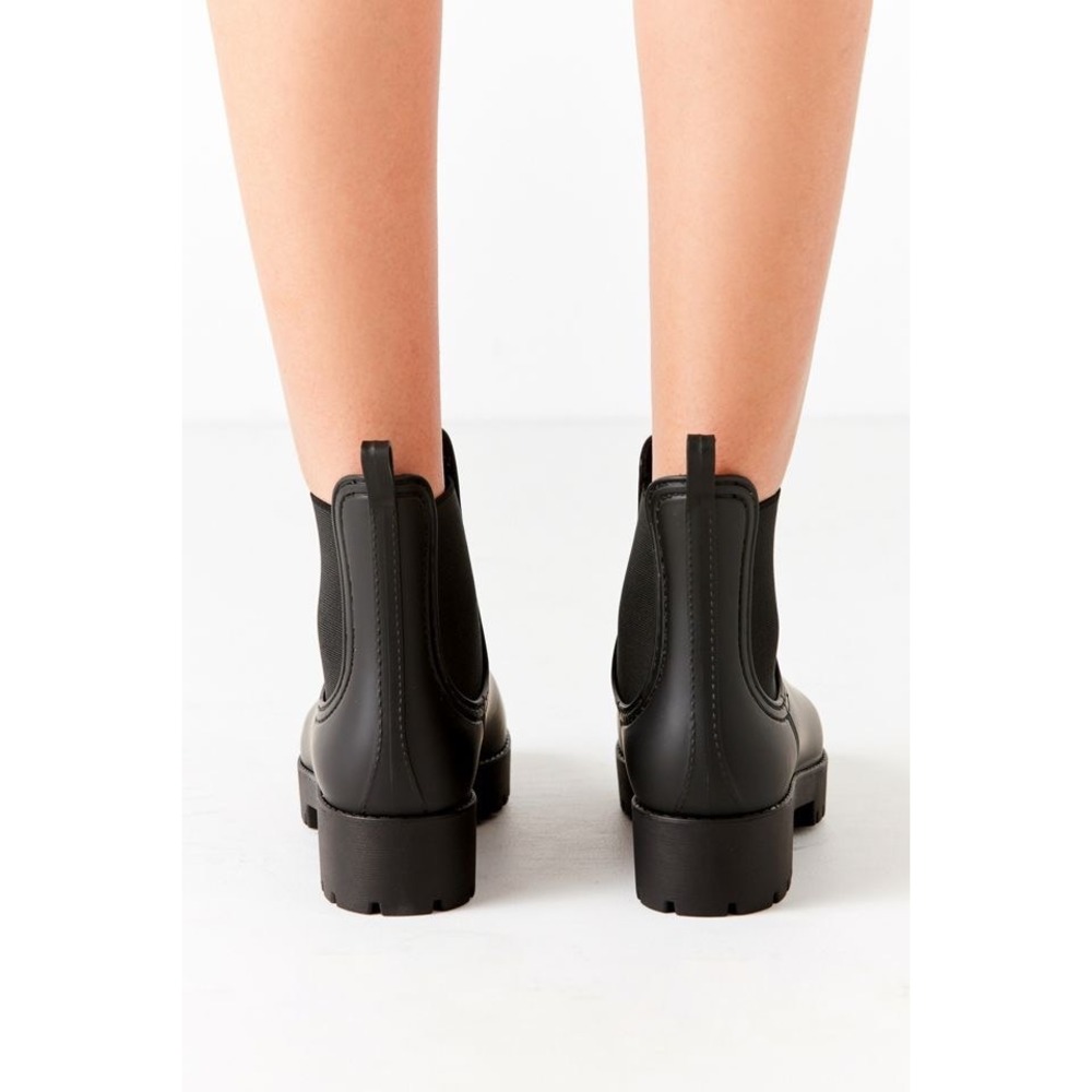 Jeffrey Campbell Stormy Matte Black Chelsea Rain Boots Ankle Waterproof Size 7